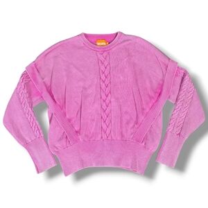 Wispr | sunbleached vintage style braided cable knit ribbed crew neck sweater